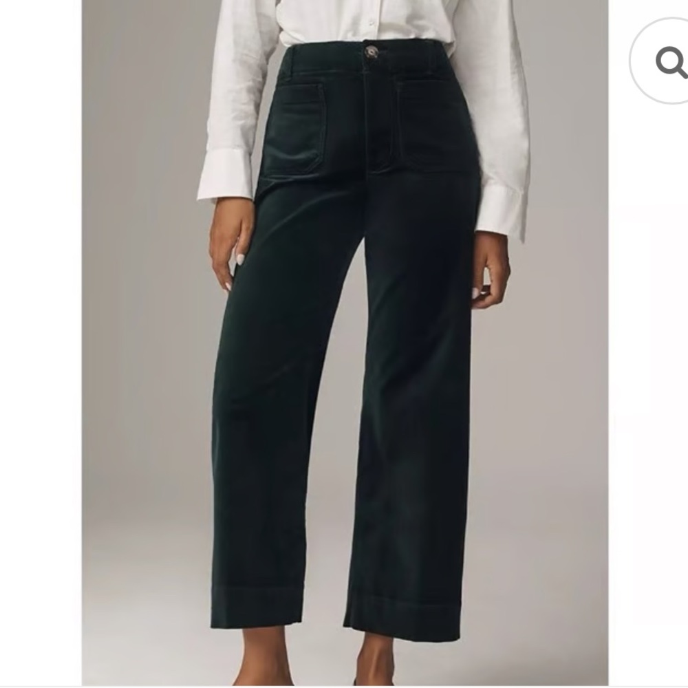Maeve Colette Velvet Dark Green Cropped Pants
